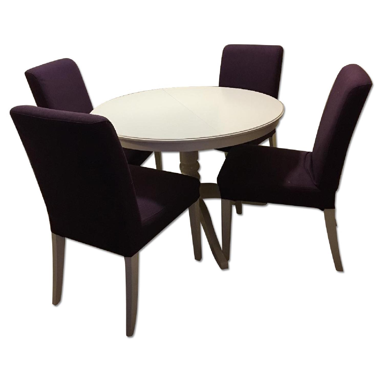 Ikea Ingatorp Extendable Round Dining Table w/ 4 Chairs - image-0