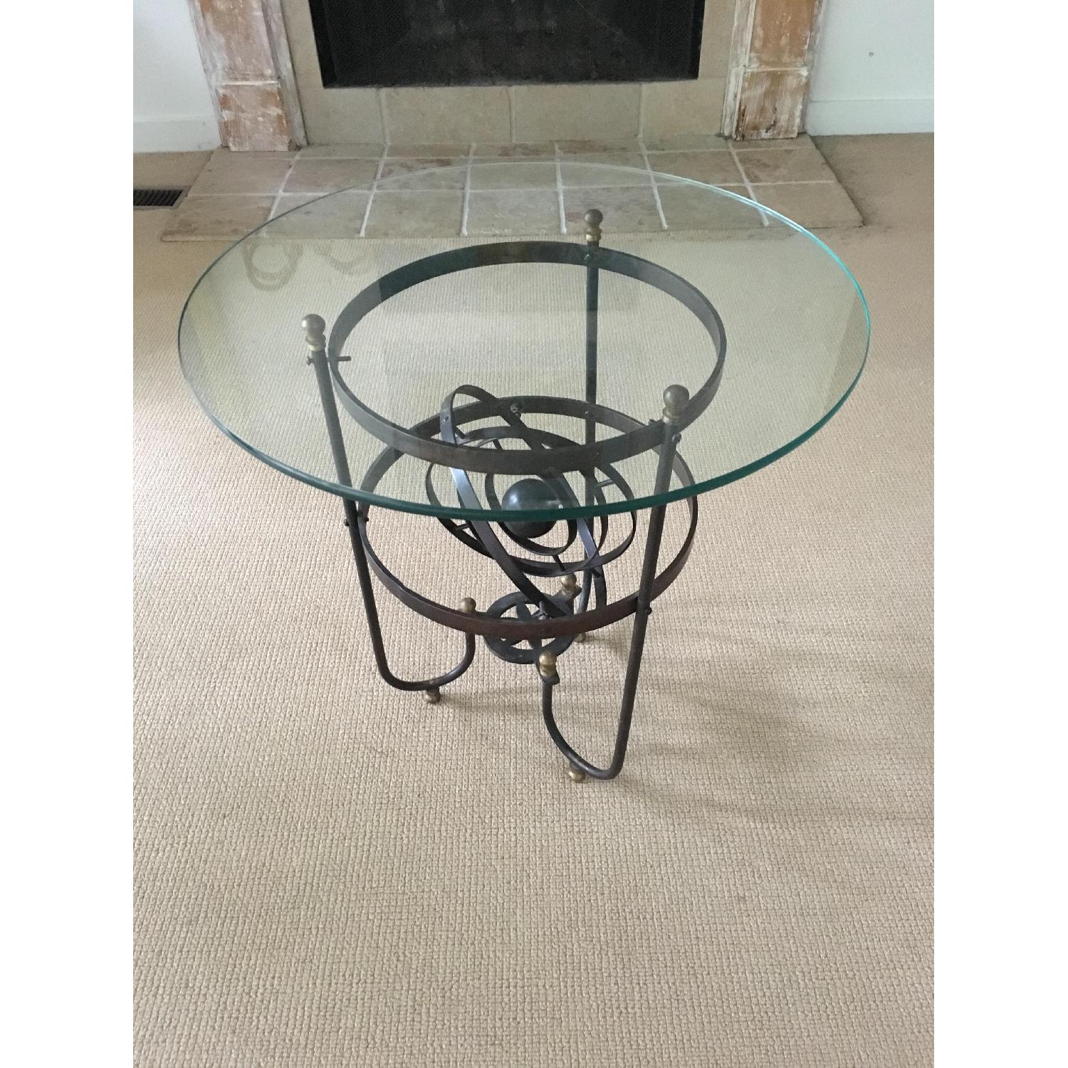 Vintage Iron & Glass Atomic Orbital Glass Top Coffee Table - image-1