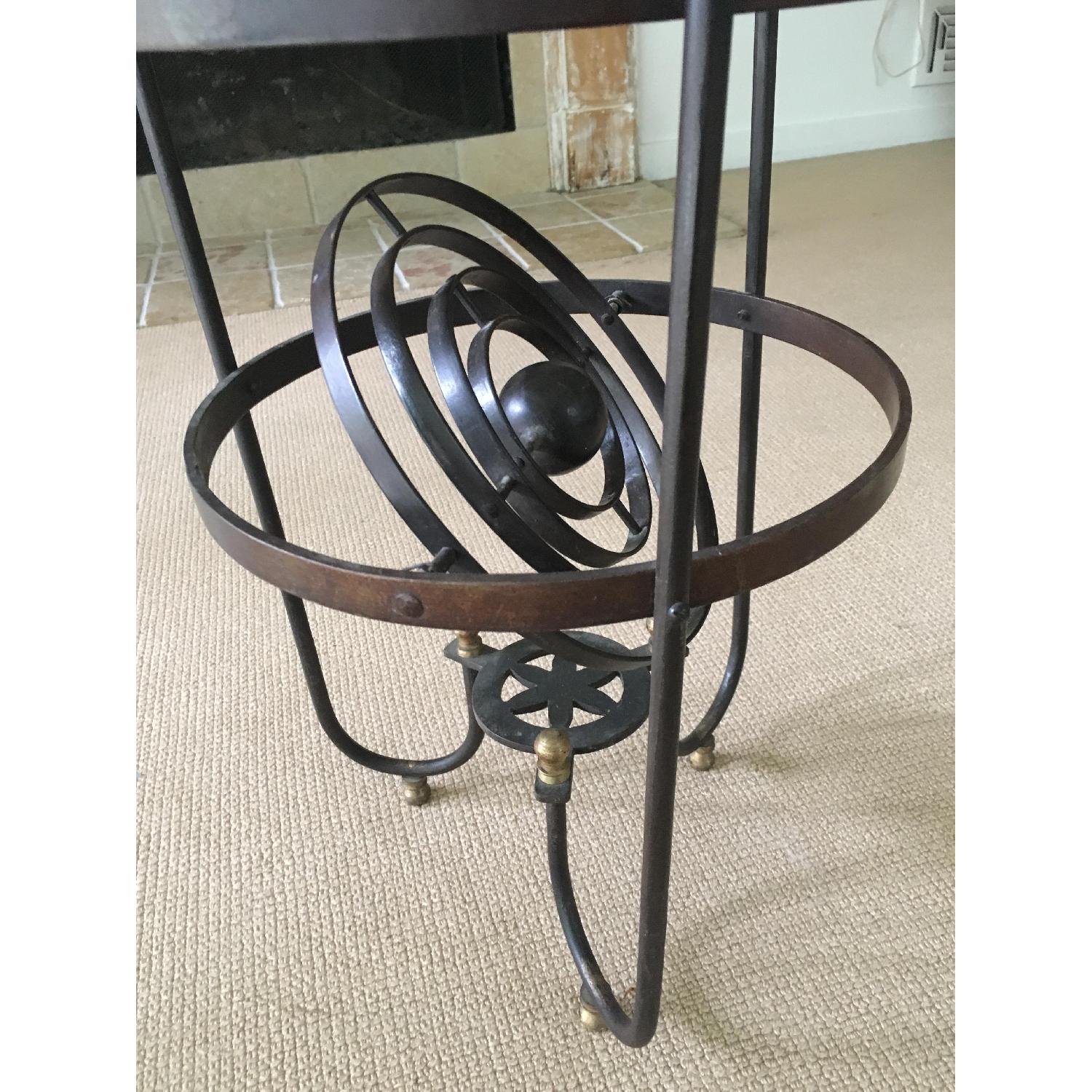 Vintage Iron & Glass Atomic Orbital Glass Top Coffee Table - image-2