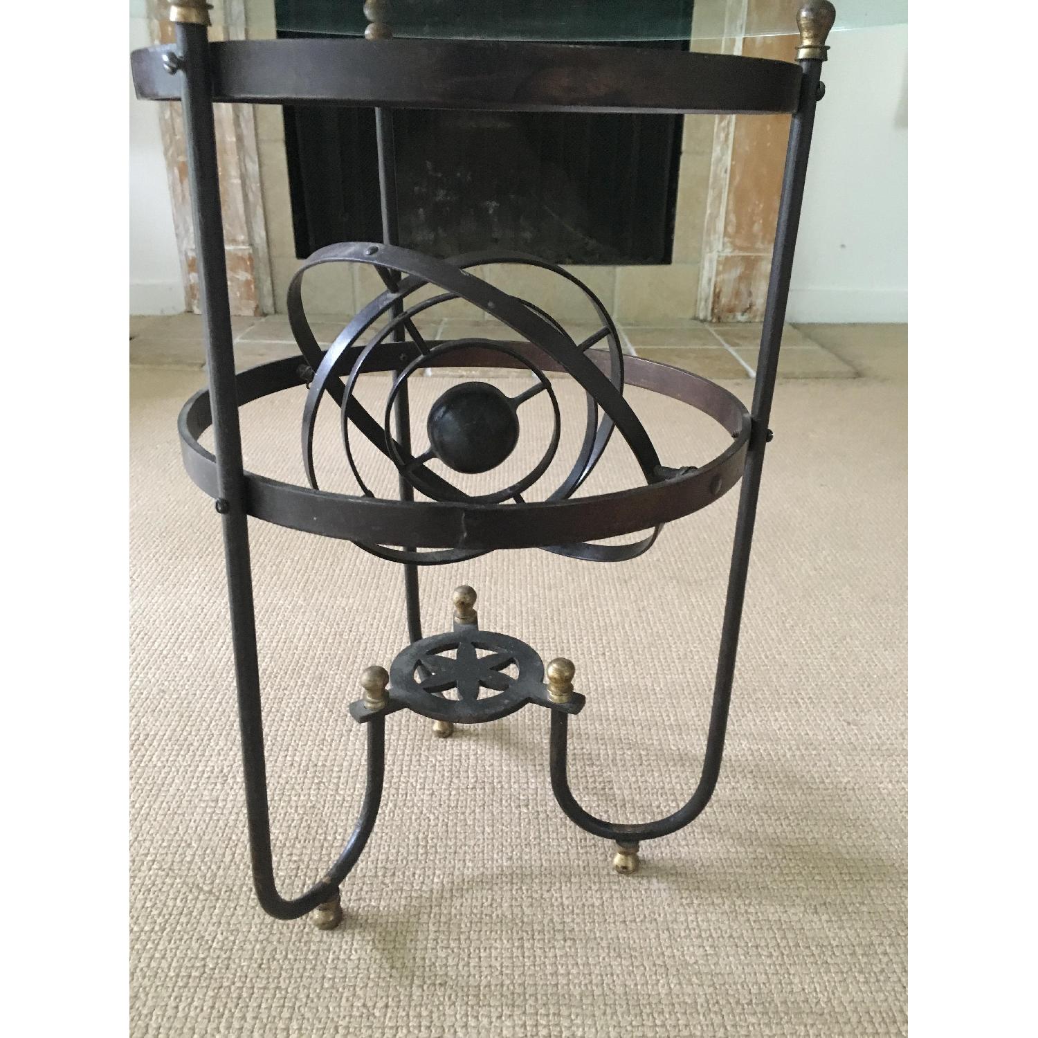 Vintage Iron & Glass Atomic Orbital Glass Top Coffee Table - image-7