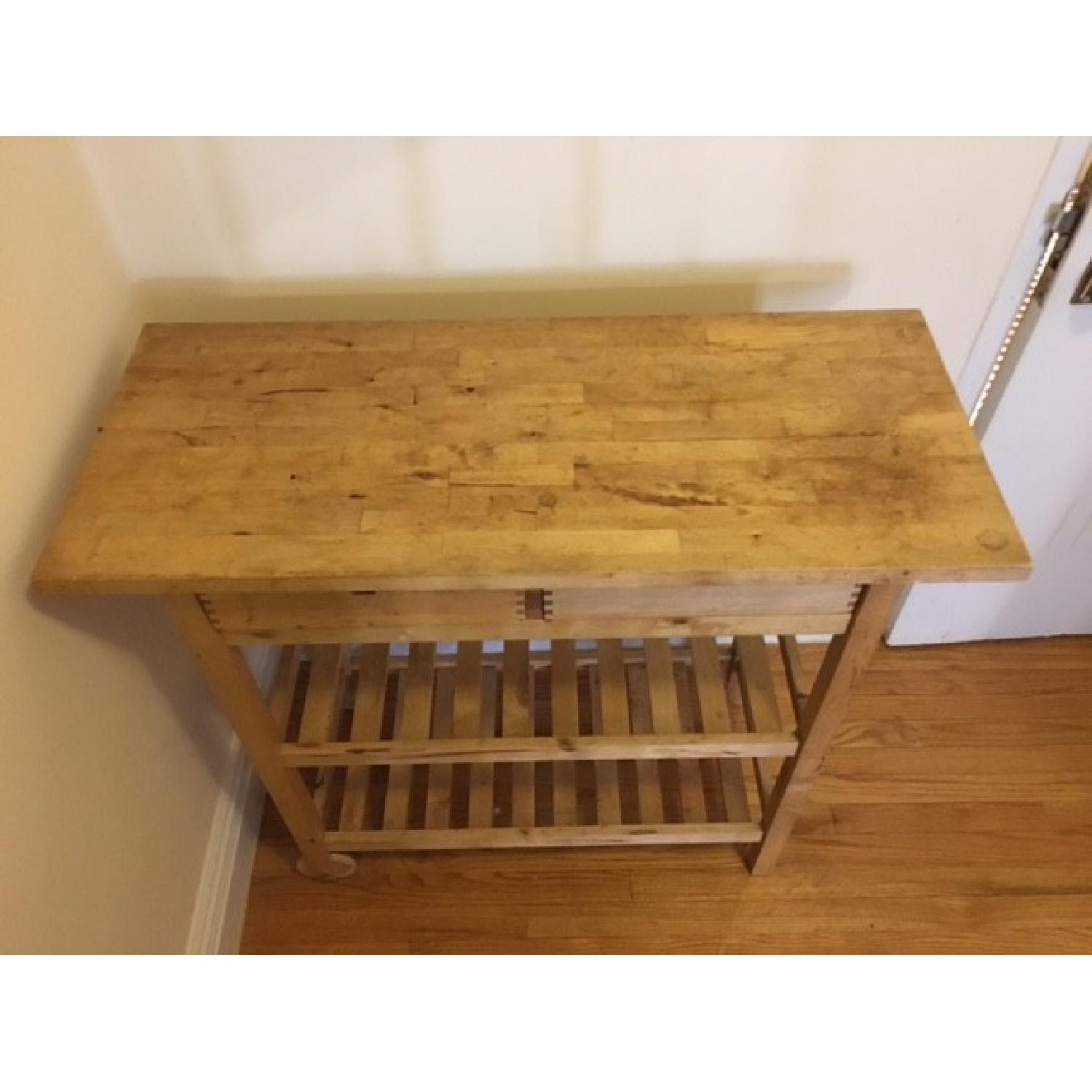 Ikea Forhoja Birch Rolling Kitchen Cart w/ Shelves - image-4