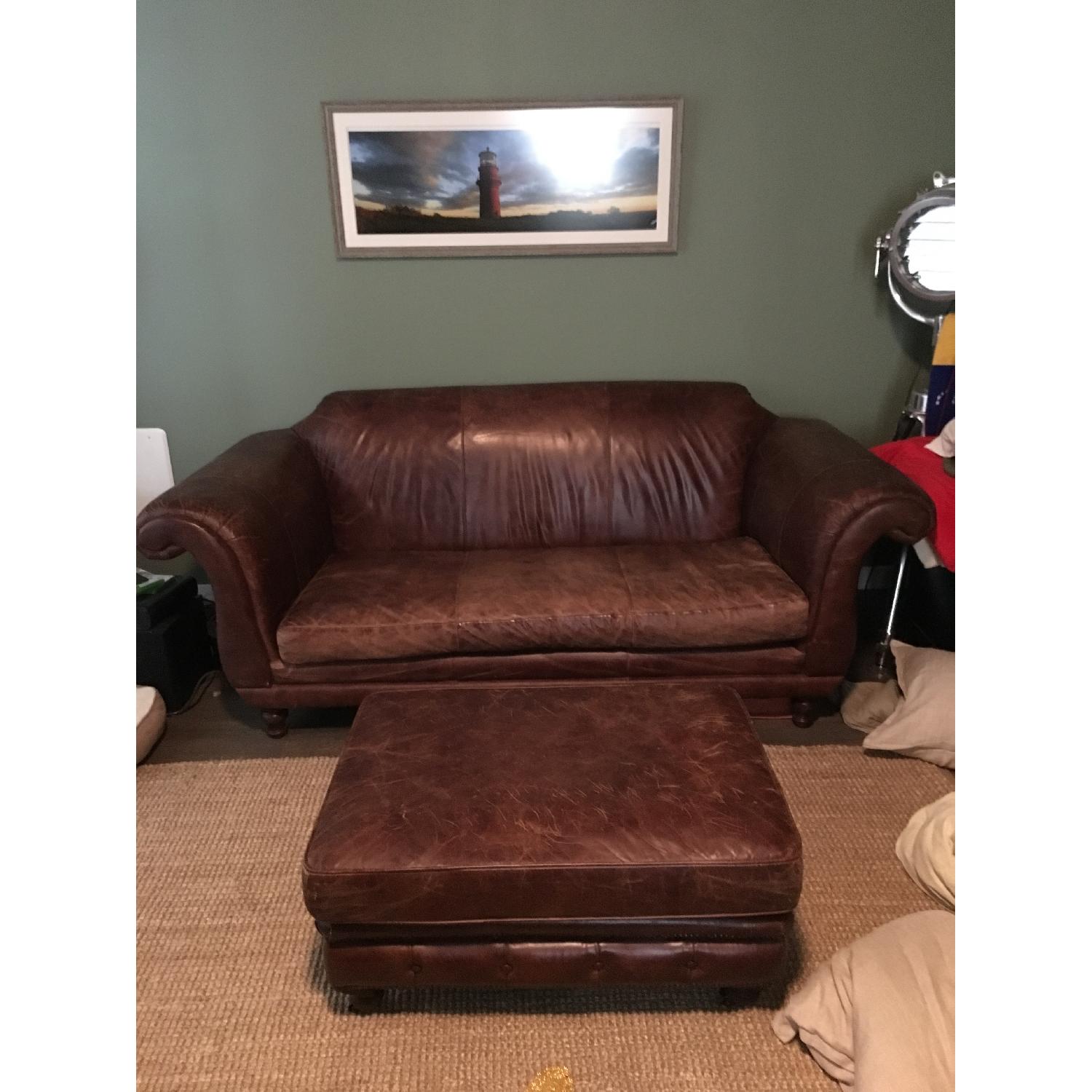 Restoration Hardware Regency Leather Sofa in Vintage Cigar L AptDeco
