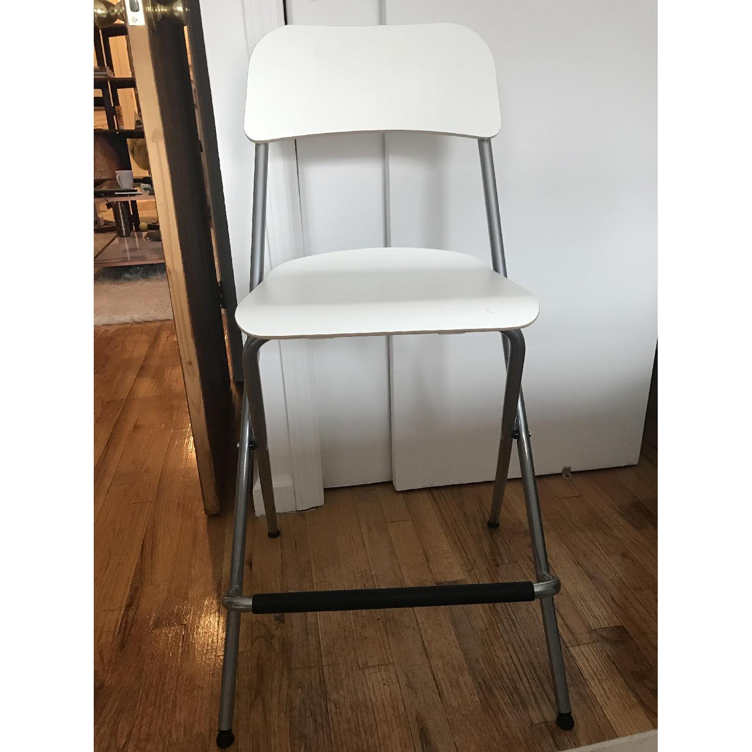 Ikea Franklin Foldable Bar Stool in White/Silver - image-2