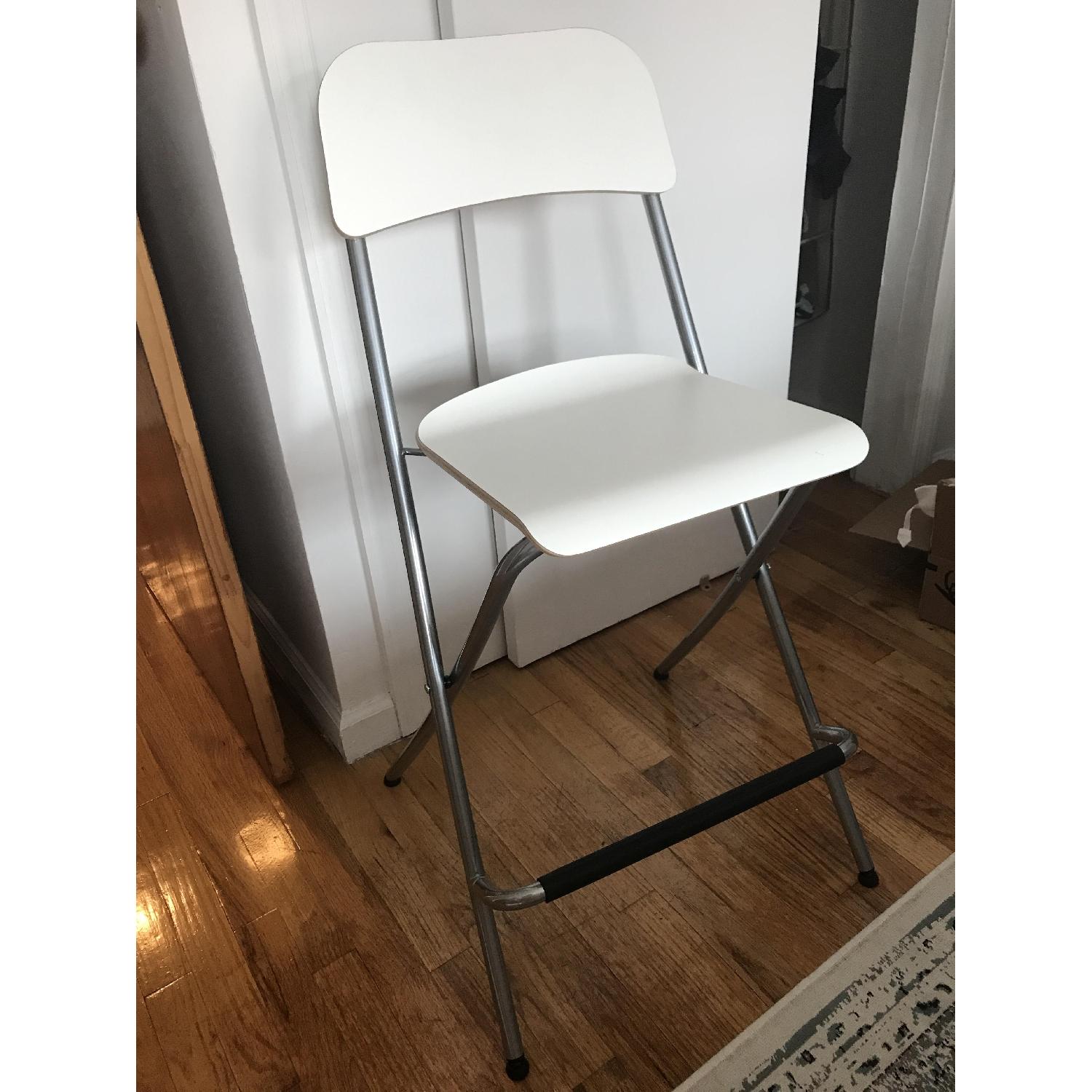 Ikea Franklin Foldable Bar Stool in White/Silver AptDeco