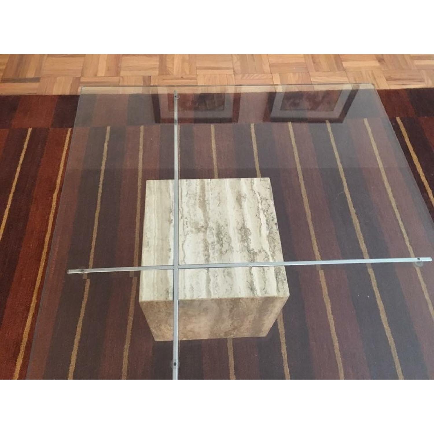 Italian Marble & Glass Top Coffee Table - image-2