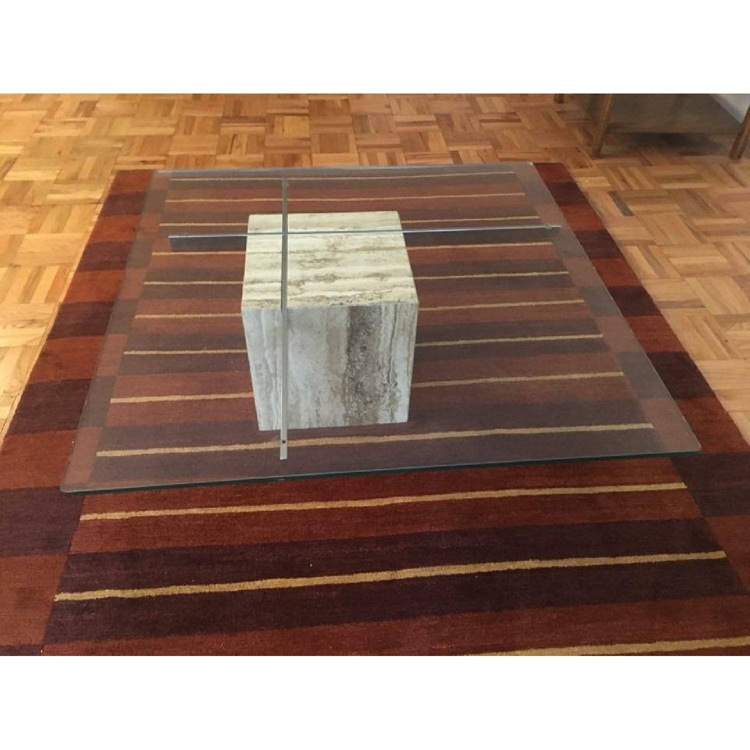 Italian Marble & Glass Top Coffee Table - image-3