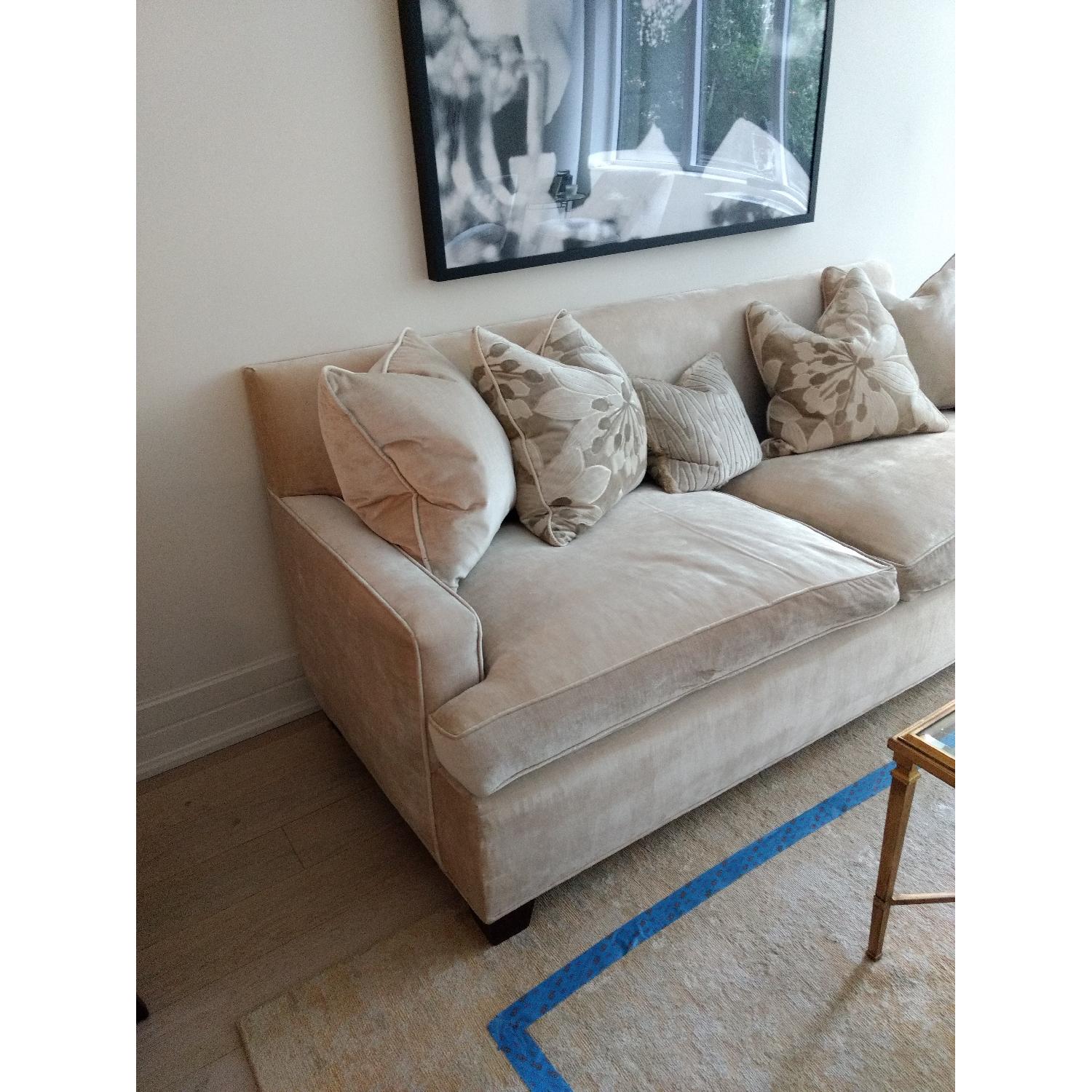 Custom Made Edward Ferrell Beige Velvet Sofa w/ Down Cushions - image-2