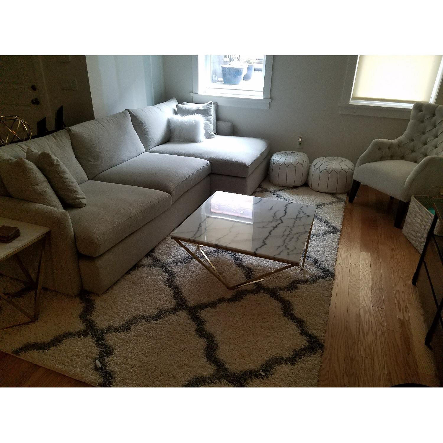 Nuevo Living Jasmine White Stone & Gold Metal Coffee Table - image-5