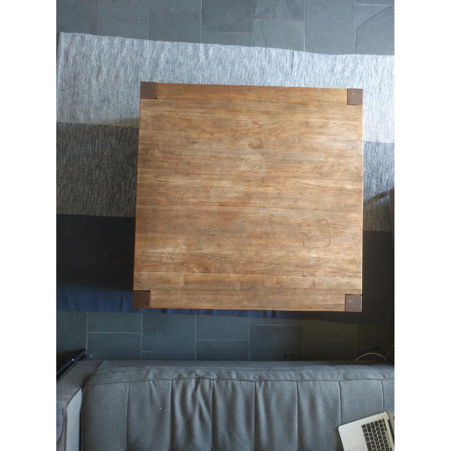 Crate & Barrel Large Solid Teak Square Coffee Table - image-1