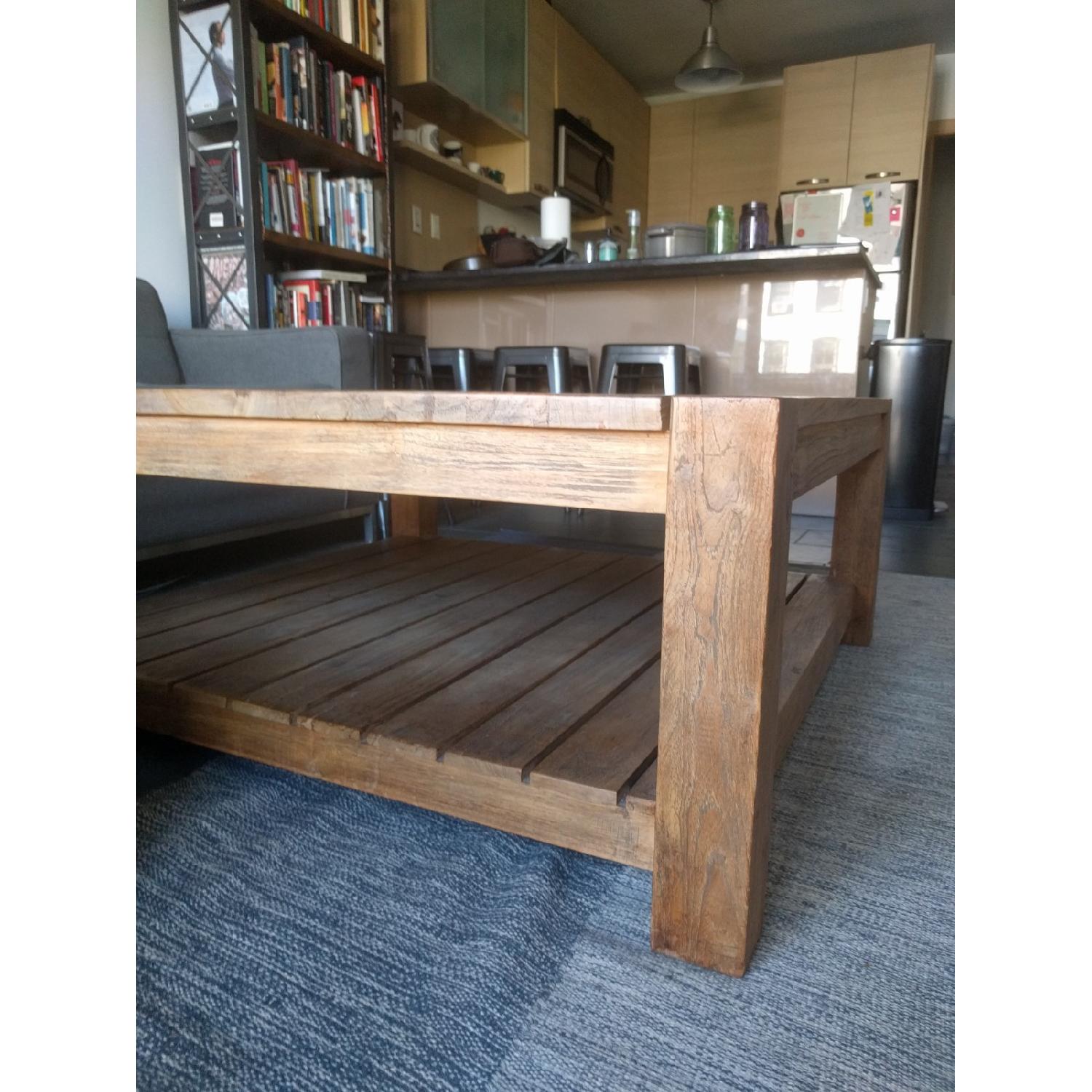 Crate & Barrel Large Solid Teak Square Coffee Table - image-6