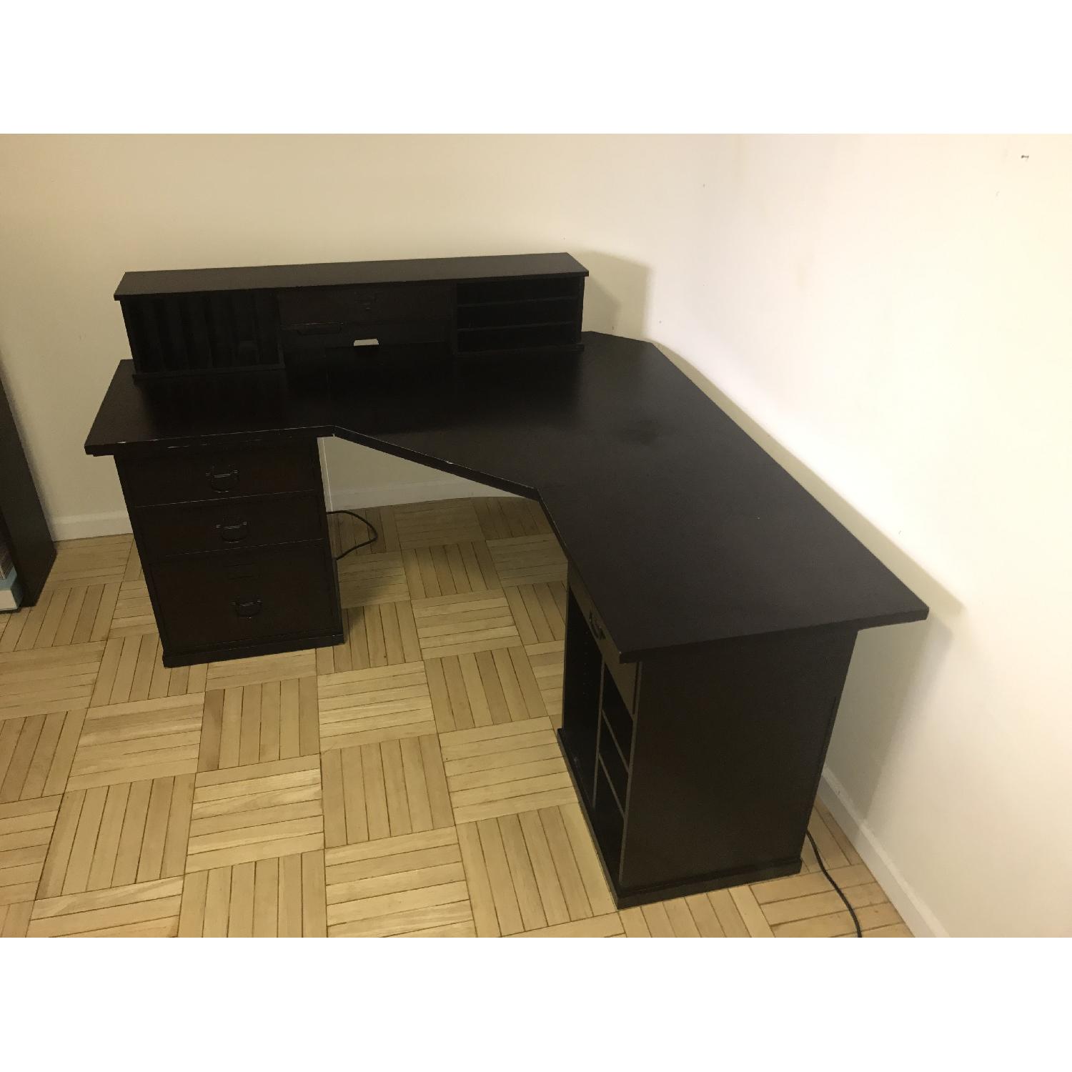 Pottery Barn Bedford Corner Desk w/ Hutch in Espresso Wood - image-2