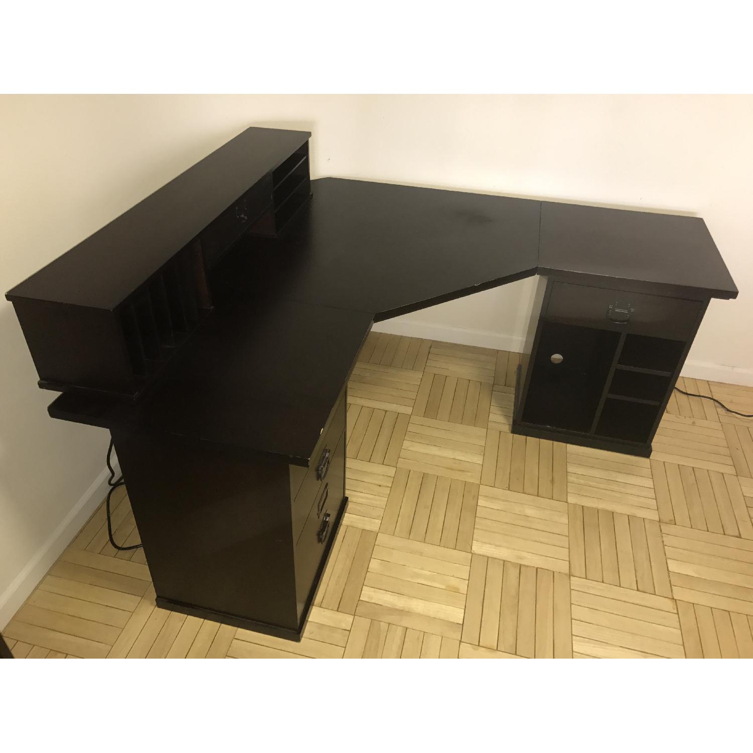 Pottery Barn Bedford Corner Desk w/ Hutch in Espresso Wood - image-3