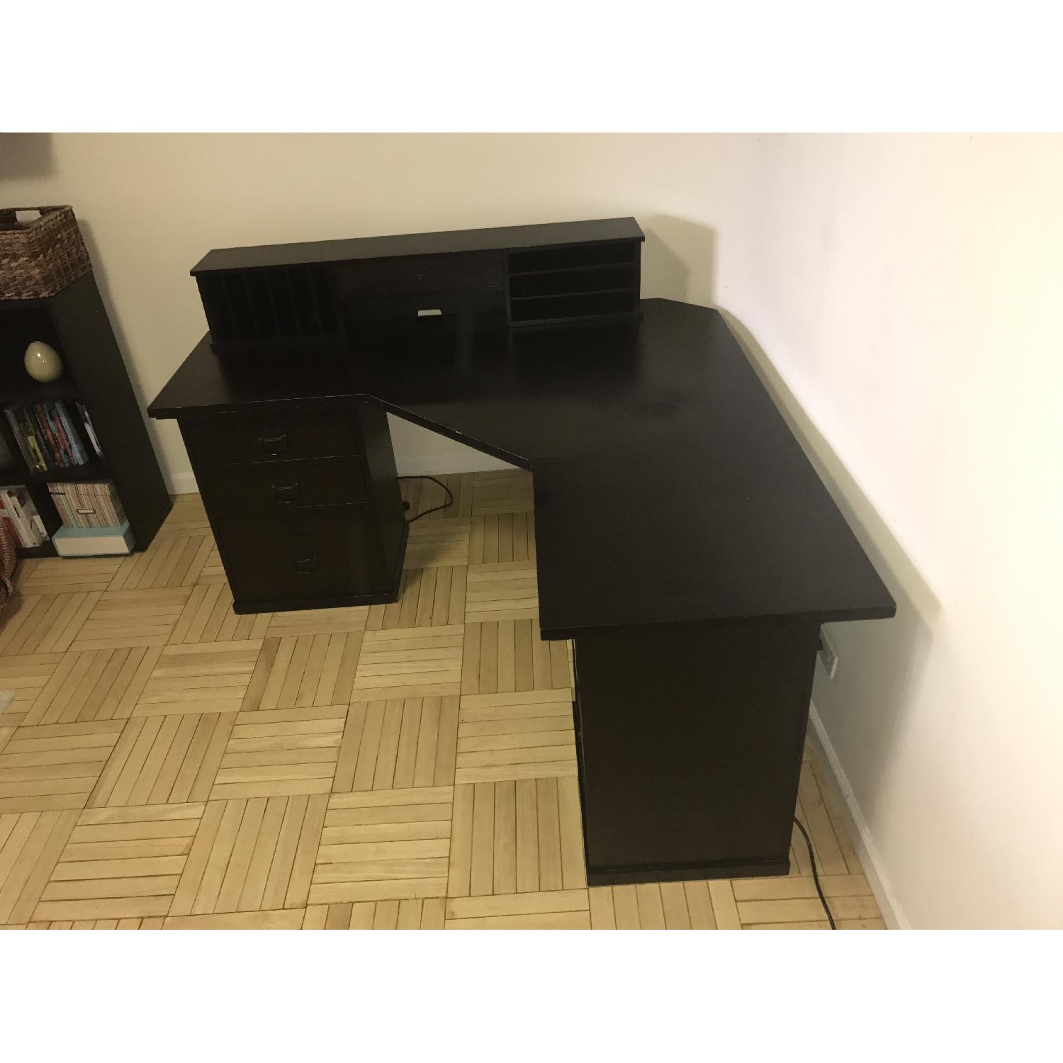 Pottery Barn Bedford Corner Desk w/ Hutch in Espresso Wood - image-4