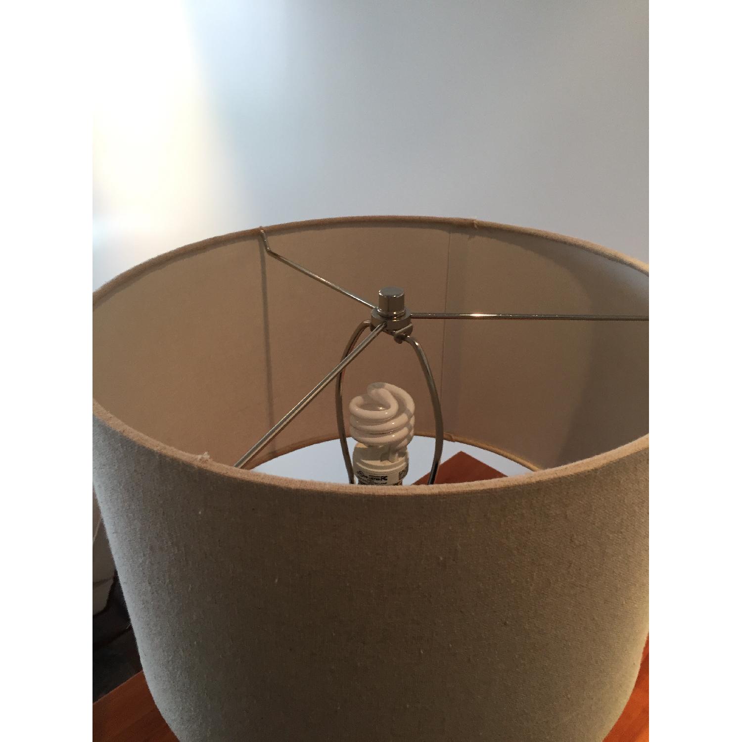 West Elm Orange Lamp w/ Beige Linen Shade - image-5