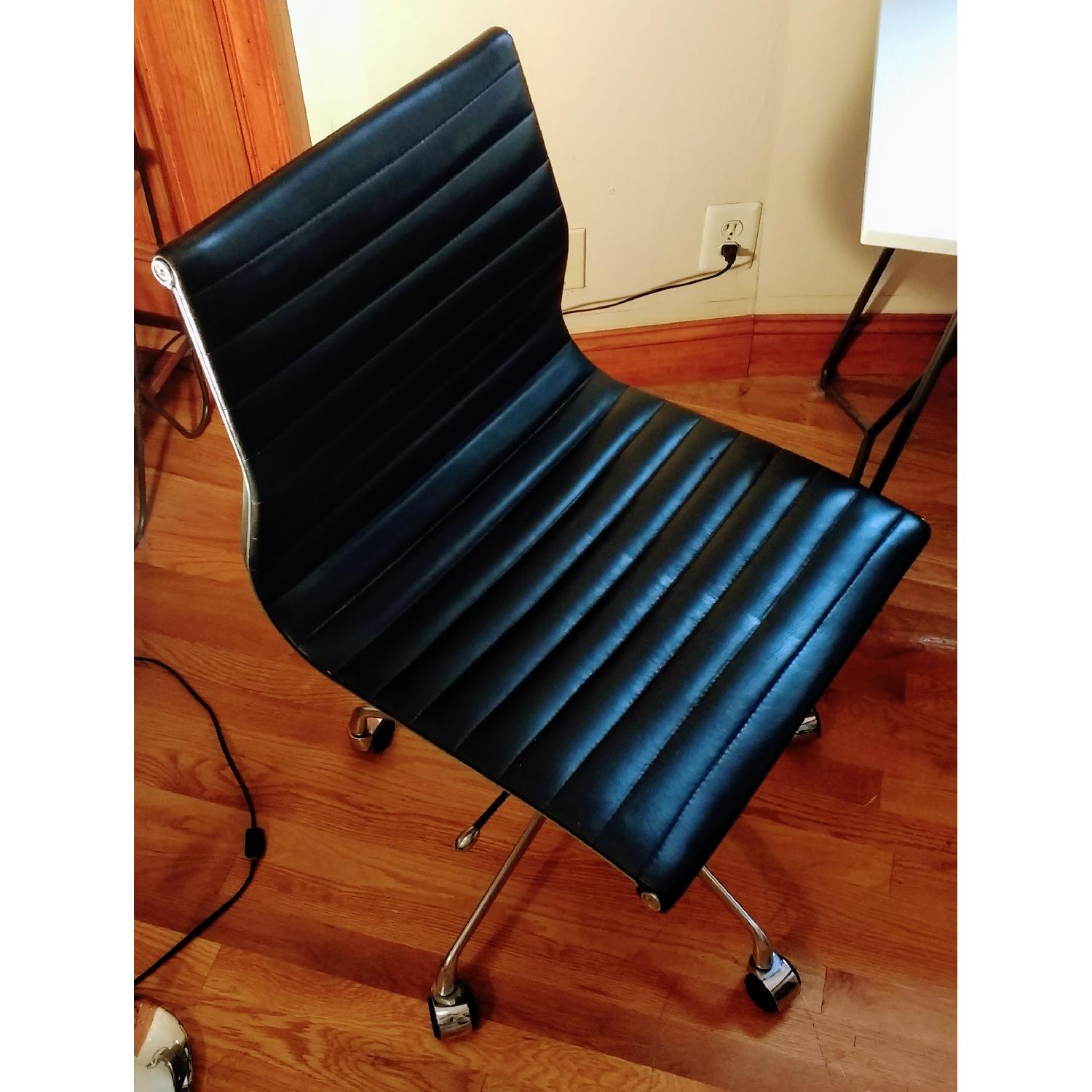 White on White Eames Style Classic Leather Office Chair - image-1