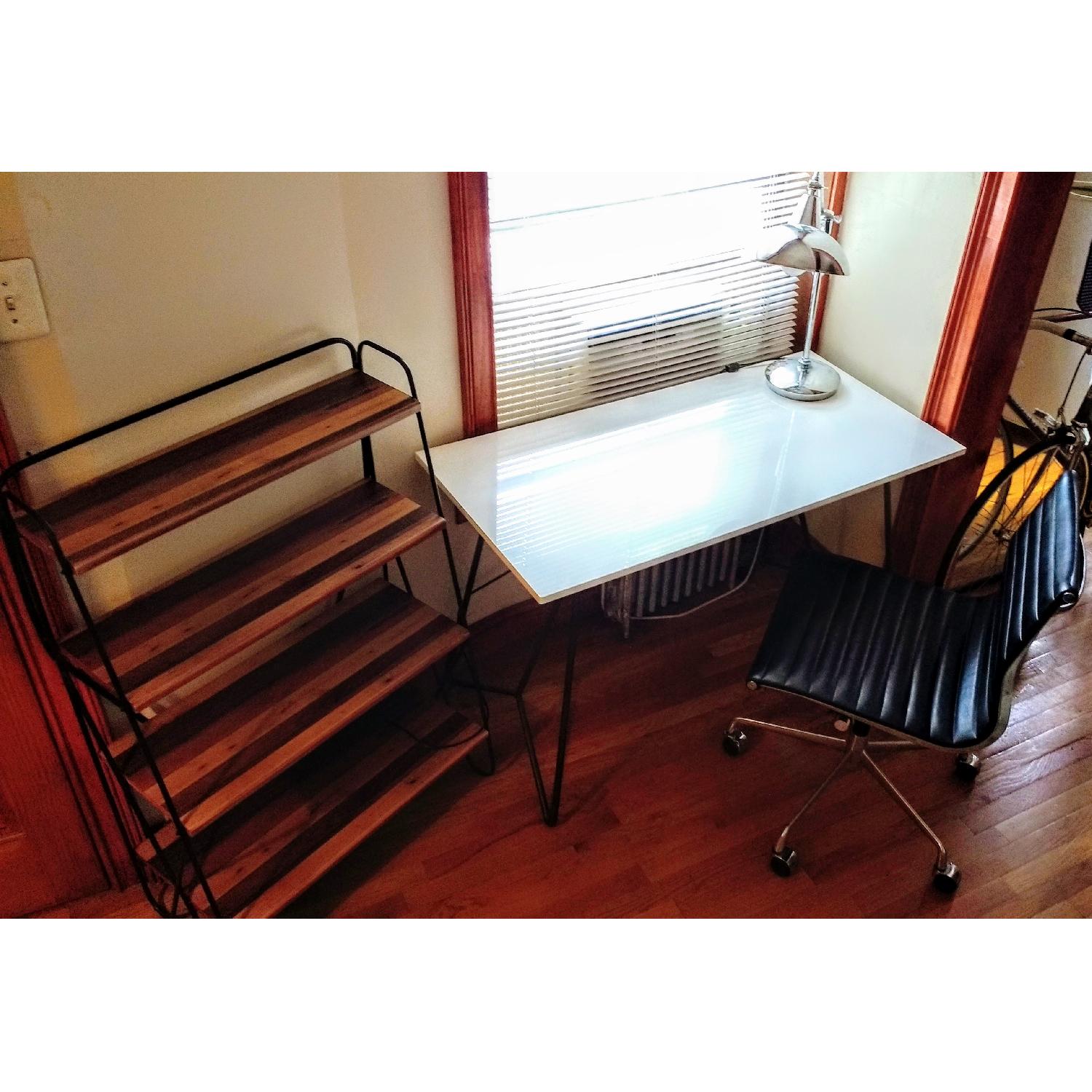 White on White Eames Style Classic Leather Office Chair - image-3