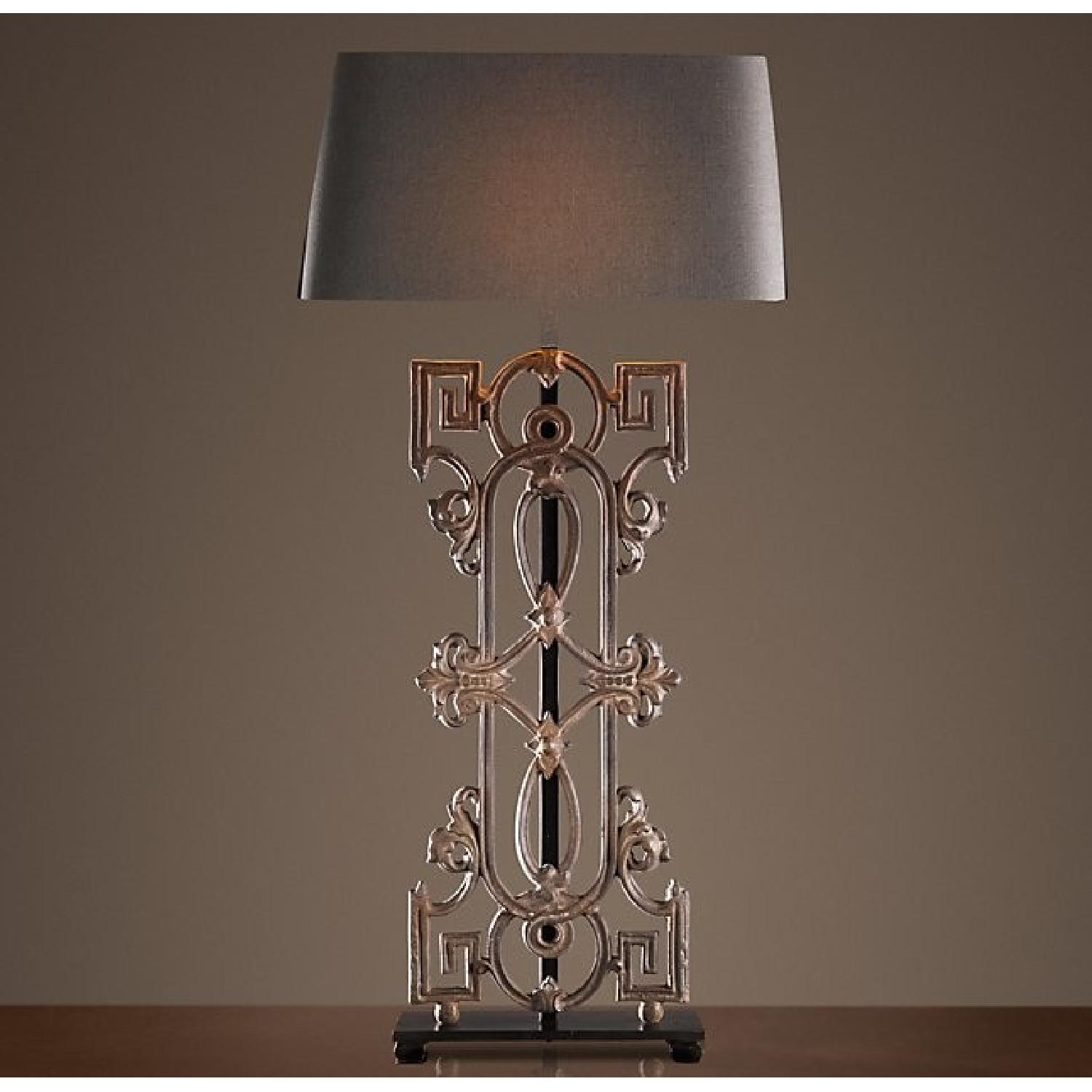 Restoration Hardware Greek Key Iron Baluster Table/Bedside L - image-1